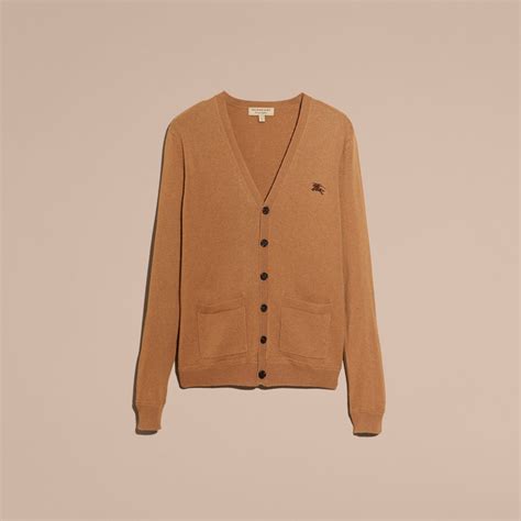 v-neck burberry cardigan|Check Cashmere Cardigan in Sand .